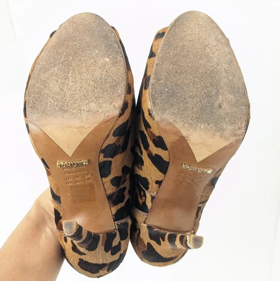 SCHUTZ Leopard Peep Toe Heels - Picture 13 of 16